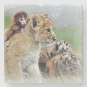 Löwen, Tiger und Affe Steinuntersetzer