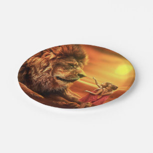 Löwen und kleine Mädchen Pappteller