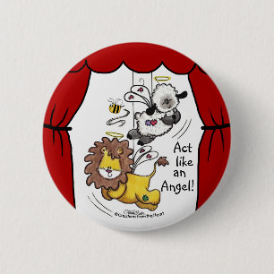 Löwen- und Lamb-Play-Angels Button