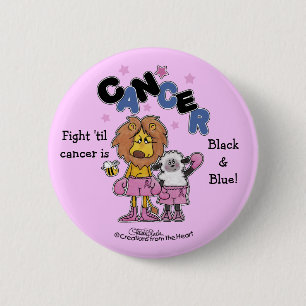 Löwen und Lamm-Boxer - Krebs schwarz und blau mach Button