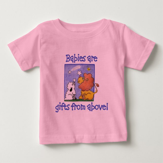 Löwen und Lamm fangen Sterne, die fallen Baby T-shirt (Vorderseite)