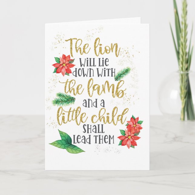 Löwen und Lamm Frieden und Segen zu Weihnachten Karte (Vorderseite)