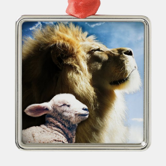 Löwen- und Lamm-Ornament Ornament Aus Metall (Vorne)