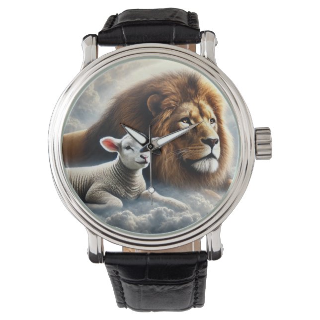 Löwen- und Lamm-Uhr Armbanduhr (Vorderseite)
