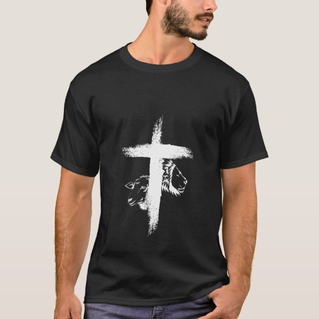 Löwen- und Lammkreuz T-Shirt (Vorderseite)
