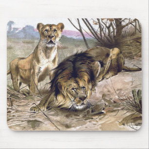 Löwen und Lioness Mousepad