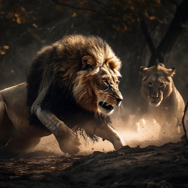 Löwen und Löwen jagen gemeinsam Jigsaw Puzzle (Von Creator hochgeladen)