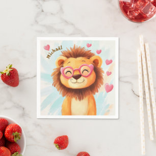 Löwen Valentinstag Herz Kinder Schule Serviette
