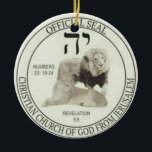 Löwen von Juda Keramik Ornament<br><div class="desc">Die Löwen von Juda repräsentieren Christus (männlicher Löwe) und seine Kirche (Löwe), sowie den Mann und die Ehefrau der Gläubigen, die ihn tragen. Dies ist auch das offizielle Siegel für Mitglieder, die die Christliche Gotteskirche aus Jerusalem unterstützen oder ihr angehören, wie sie in der Heiligen Bibel definiert ist. Es repräsentiert...</div>