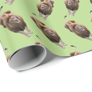 Löwen Wahnsinn Geschenkpapier (Grün)