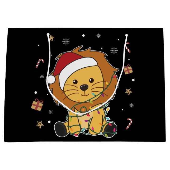 Löwen Weihnachts-Winter Tiere Löwen große Gif Große Geschenktüte (Vorderseite)