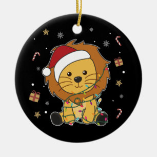 Löwen Weihnachtsschnee Wintertiere Löwen Keramik O Keramik Ornament