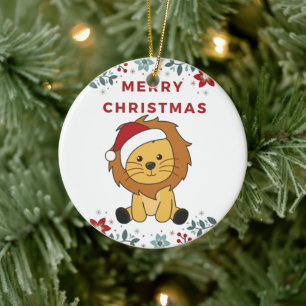 Löwen Weihnachtsschnee Wintertiere Löwen Keramik O Ornament