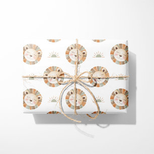 Löwen-Wrap-Papier Süß Neutral Baby-Tier Geschenkpapier