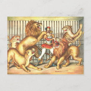 Löwenbändiger Vintage Zirkuspostkarte Postkarte