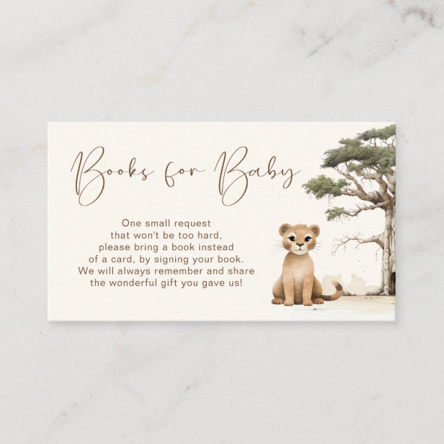 Löwenbücher für Babydusche Begleitkarte (Vorderseite)