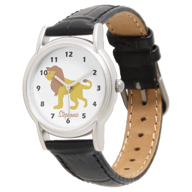 Löwendesign Armbanduhr (Schrägansicht)