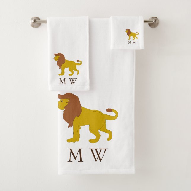Löwendesign Monogramm Badhandtuch Set (Insitu)