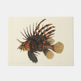 Löwenfisch Fisch, Vintage Meeresleben Tier Fußmatte