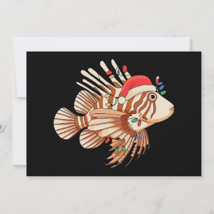 Löwenfisch Weihnachtsmann Hut Weihnachtsbeleuchtun Einladung