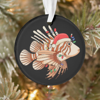 Löwenfisch Weihnachtsmann Hut Weihnachtsbeleuchtun Ornament