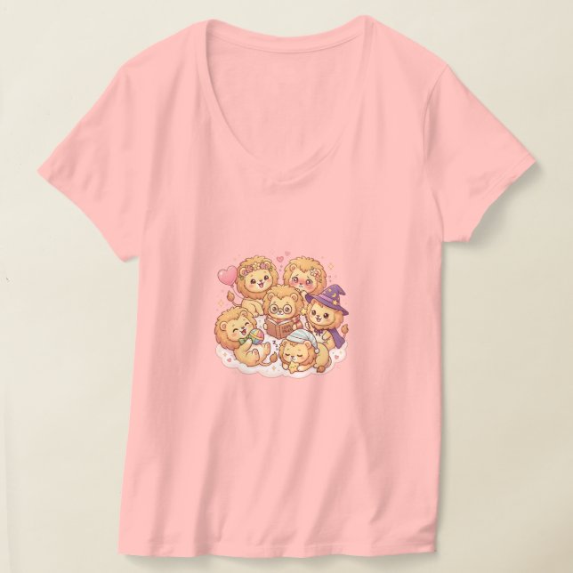 Löwenfreunde V-Ausschnitt T-Shirt (Ablage )