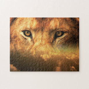 Löwengesicht - Sonnenuntergang Art - Puzzle