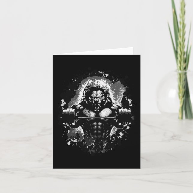 Löwengewichte Gym Besenarbeit Muskeln Bod Karte (Vorderseite)