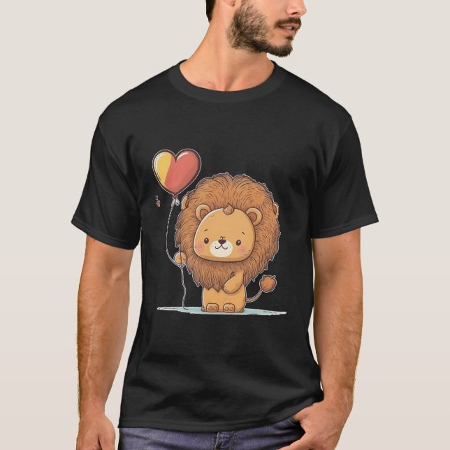 Löwenherz Liebe zum Valentinstag auf Löwe T-Shirt (Vorderseite)