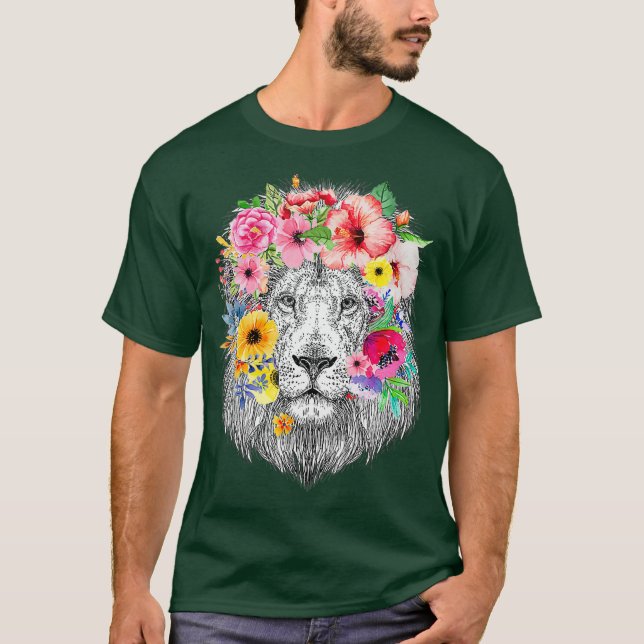 Löwenhund mit Blume - Zwiebelblume T-Shirt (Vorderseite)