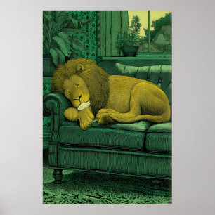 Löwenillustrationsdruck serene Innenraumgestaltung Poster