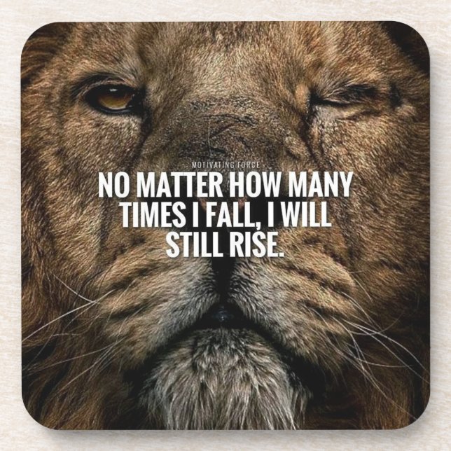 Löweninspirierung - Fall und Anstieg - Motivierend Getränkeuntersetzer (Vorderseite)