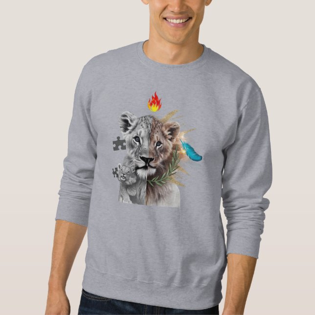 Löwenjunges-Dualitäts-Kunst Basic Sweatshirt  (Vorderseite)