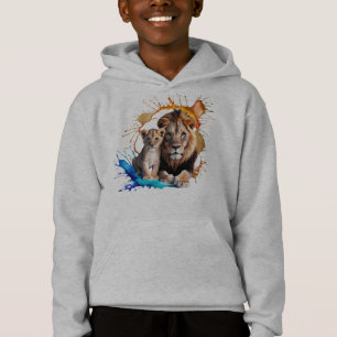 Löwenjunges-Farbspritzer-Pullover-Hoodie - Jungen Hoodie