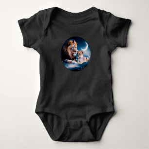 Löwenjunges Mondlicht Kunst Baby Jersey Bodysuit Strampler