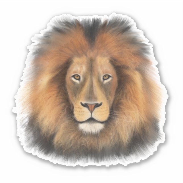 Löwenkönig des Dschungels realistische männliche W Aufkleber (Vorderseite)