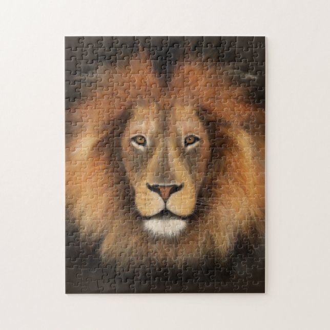 Löwenkönig des Dschungels realistische männliche W Puzzle (Vertikal)