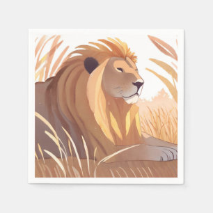 Löwenkönig Männlicher Löwe Natur Tier Aquarell Serviette