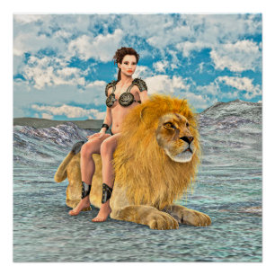 Löwenkönigin Fantasy Poster
