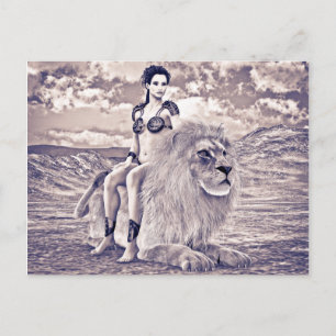 Löwenkönigin Fantasy Postkarte