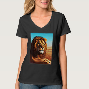 Löwenkopf 3D-Druck Afrika-Raubtierabdruck mit wi T-Shirt