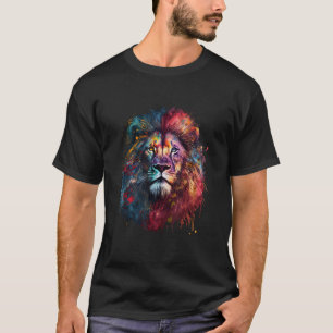 Löwenkopf Farbige Malerei Astrologisches Zodiac S T-Shirt