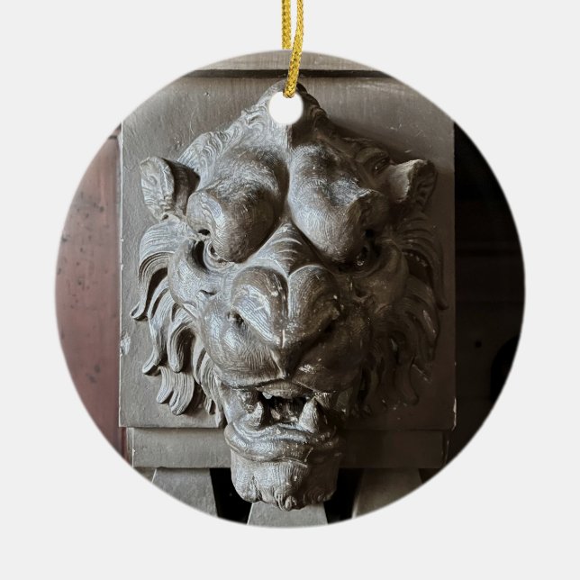 Löwenkopf Keramik Ornament (Vorne)