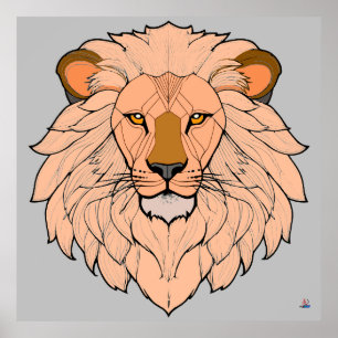 Löwenkopf - Minimale Farbzeichnung Poster