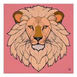 Löwenkopf - Minimale Farbzeichnung Poster