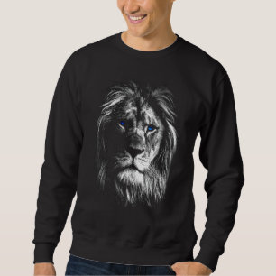 Löwenkopf mit blauen Augen für Liebhaber Löwen Kön Sweatshirt