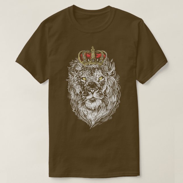 Löwenkopf mit Golden Crown Big Cat Lover Wildli T-Shirt (Design vorne)
