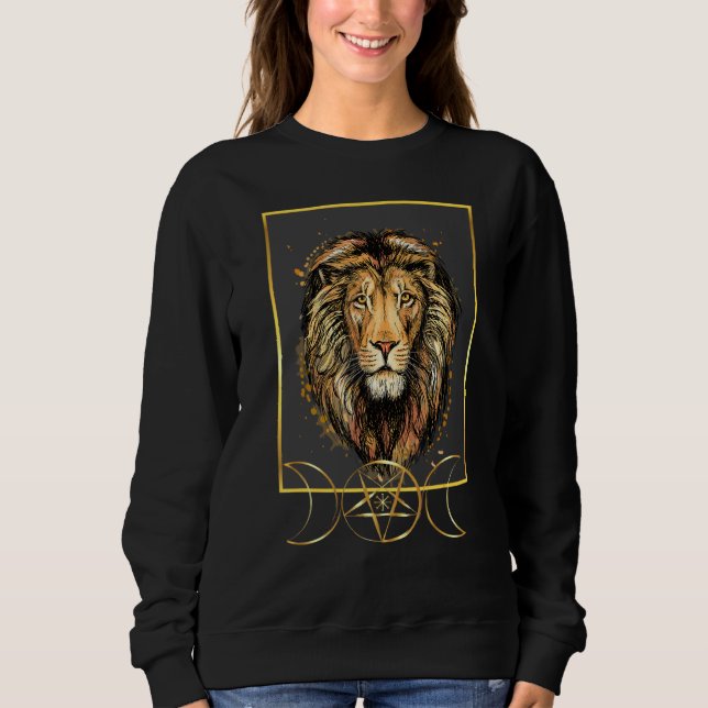 Löwenkopf mit leuchtendem Gold Sweatshirt (Vorderseite)