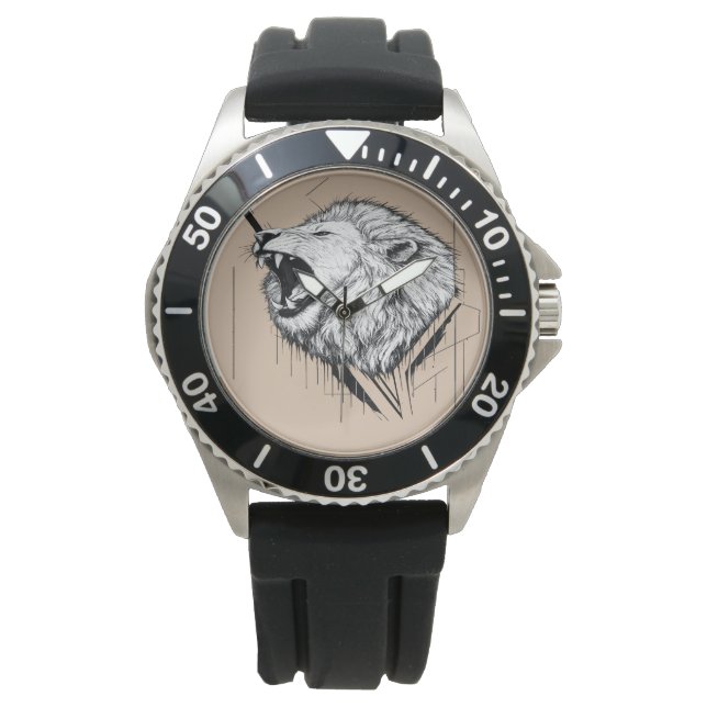 Löwenkopf Premium-Design  Armbanduhr (Vorderseite)