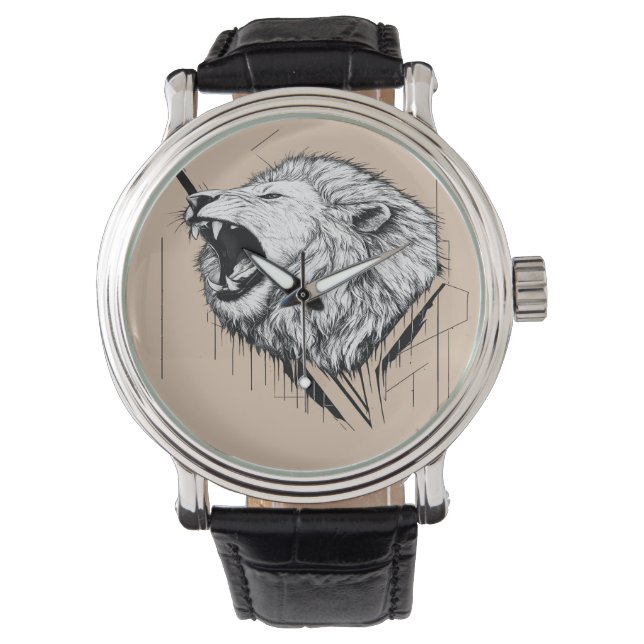 Löwenkopf Premium-Design  Armbanduhr (Vorderseite)